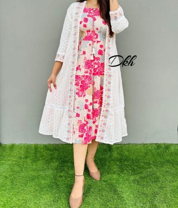 White colour 2 piece short dress 👗